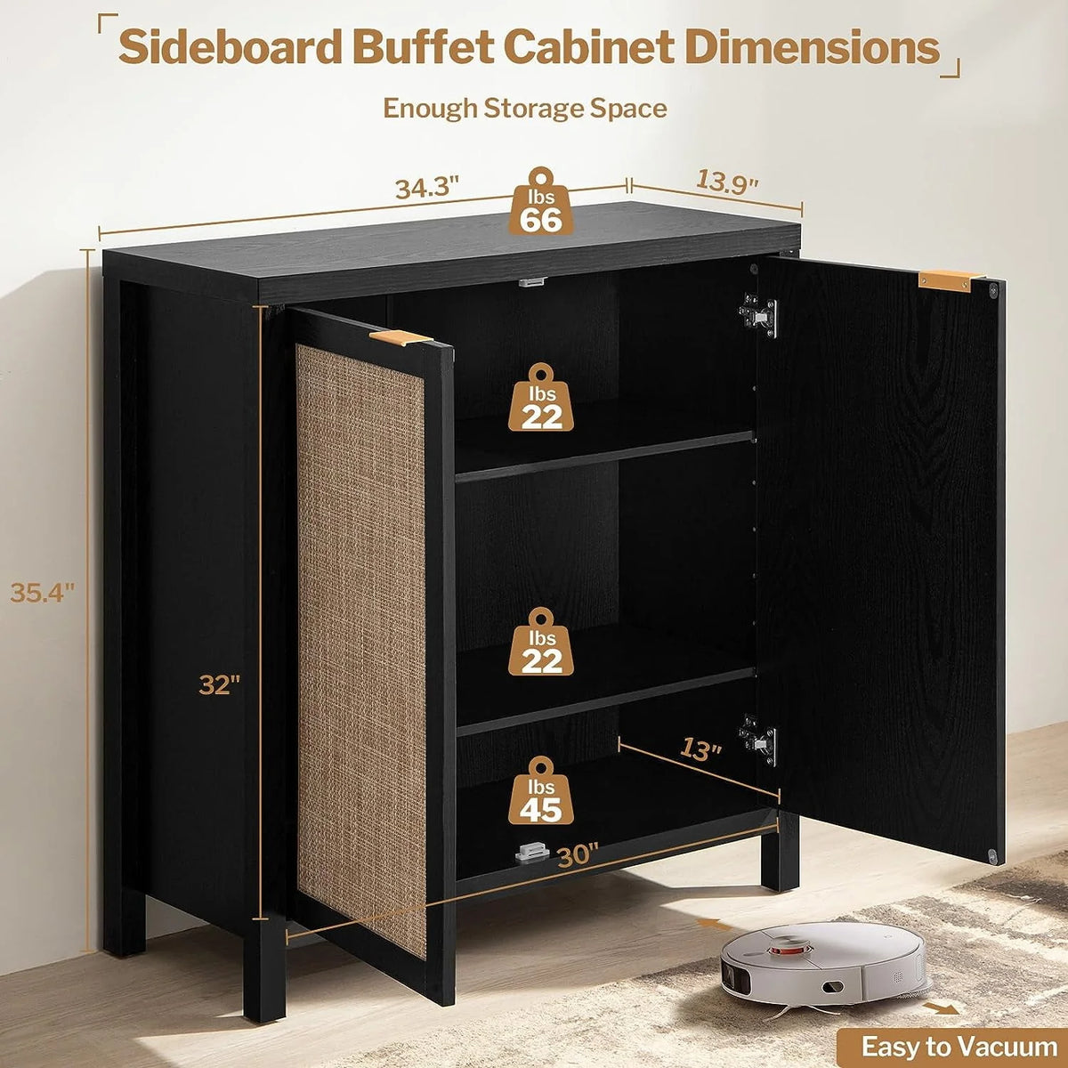 Set of 2 Rattan Cabinet with Doors O695