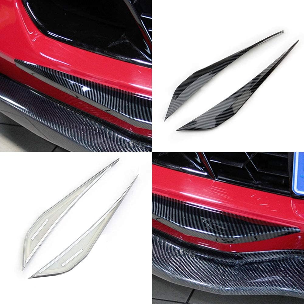 Carbon Fiber Look Cover Trims Front Bumper Bottom Corner for 2014 2015 2016 2017 2018 Chevrolet Corvette C7 J167