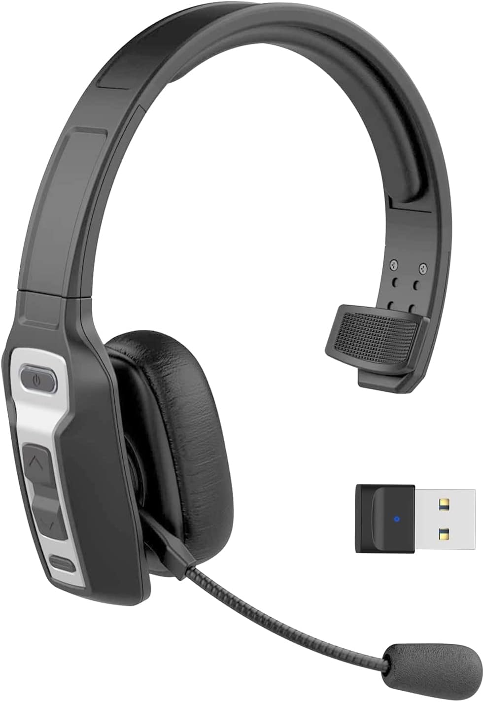 Bluetooth Headset with USB Dongle, Single-Ear Wireless Headset with Noise Cancelling Microphone N96325