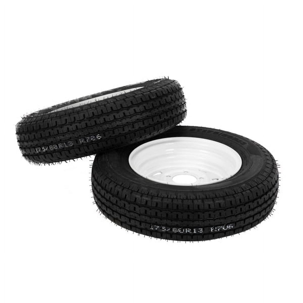 2-Pk Trailer Tire & Rim ST175/80R13 13" Load C 5 Lug White Spoke B94480