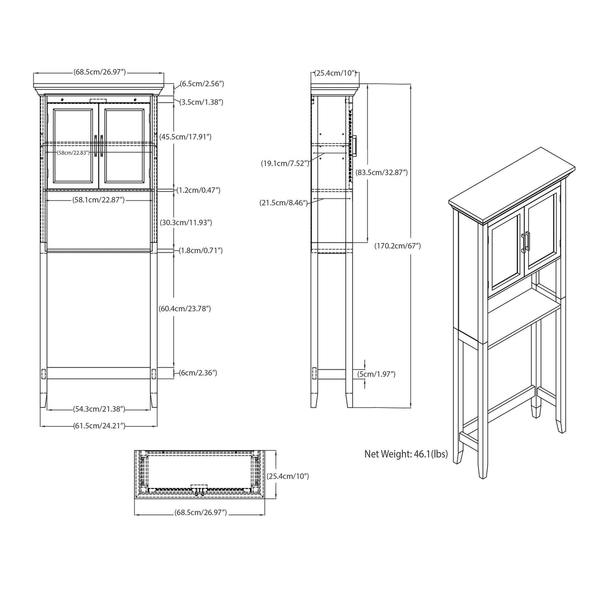 Space Saver Bath Cabinet Pure White R212