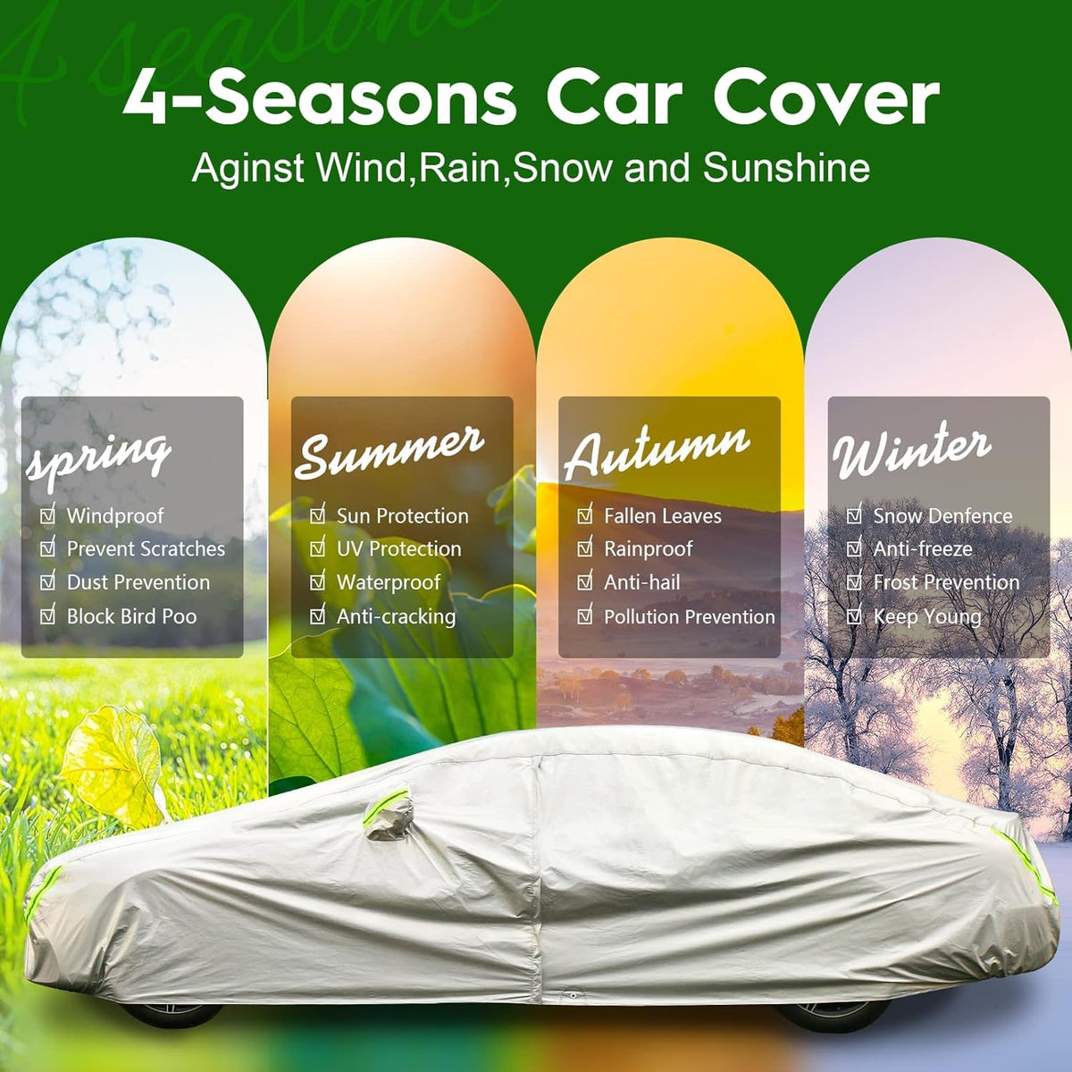6 Layers Waterproof All Weather Car Cover with Zipper O663