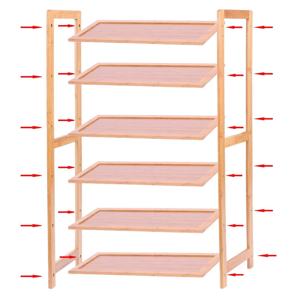 6 Tiers Bamboo Shoe Storage Rack, 18-24 Pairs, Wood Color Z219
