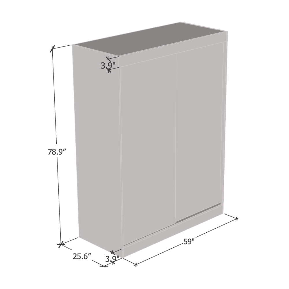 Gray 2 Door High Gloss Wardrobe Armoire I27579