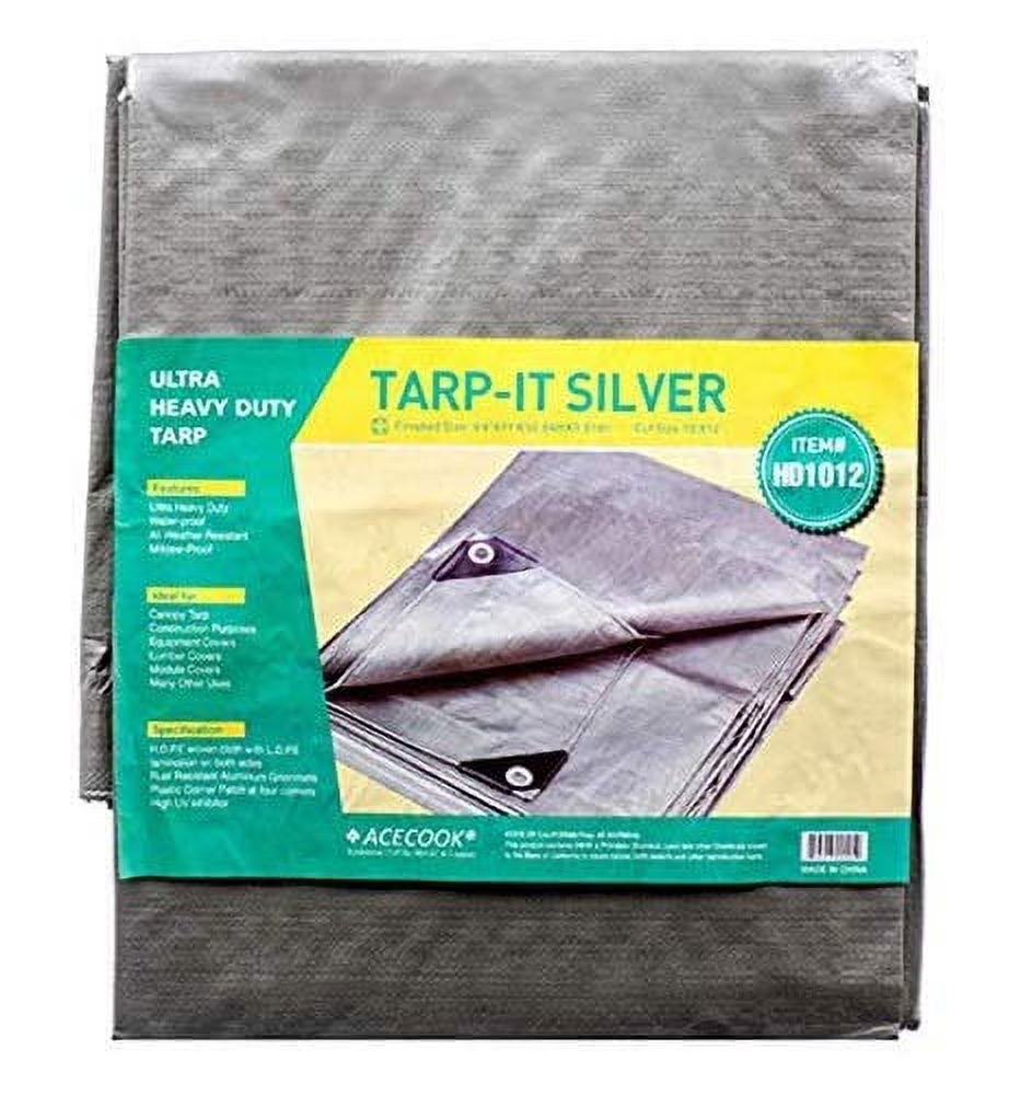 16 ft X 20 ft Waterproof Silver Tarp Poly Cover T7395