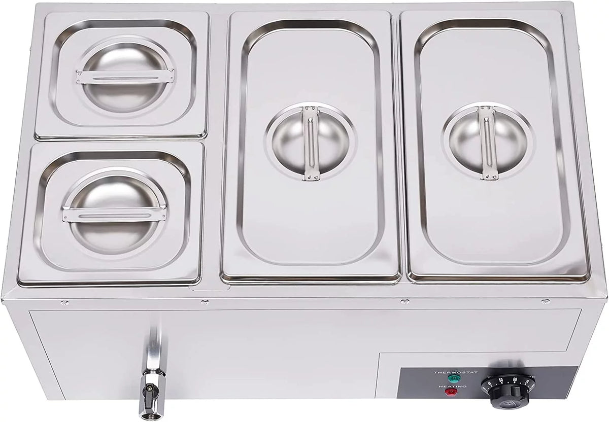 850W Stainless Steel 4-Pan Commercial Food Warmer R910910
