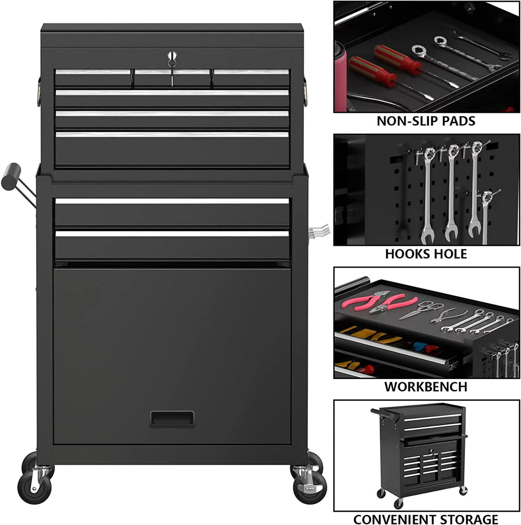 8 Drawer Rolling Tool Chest with Lockable Drawers C2048