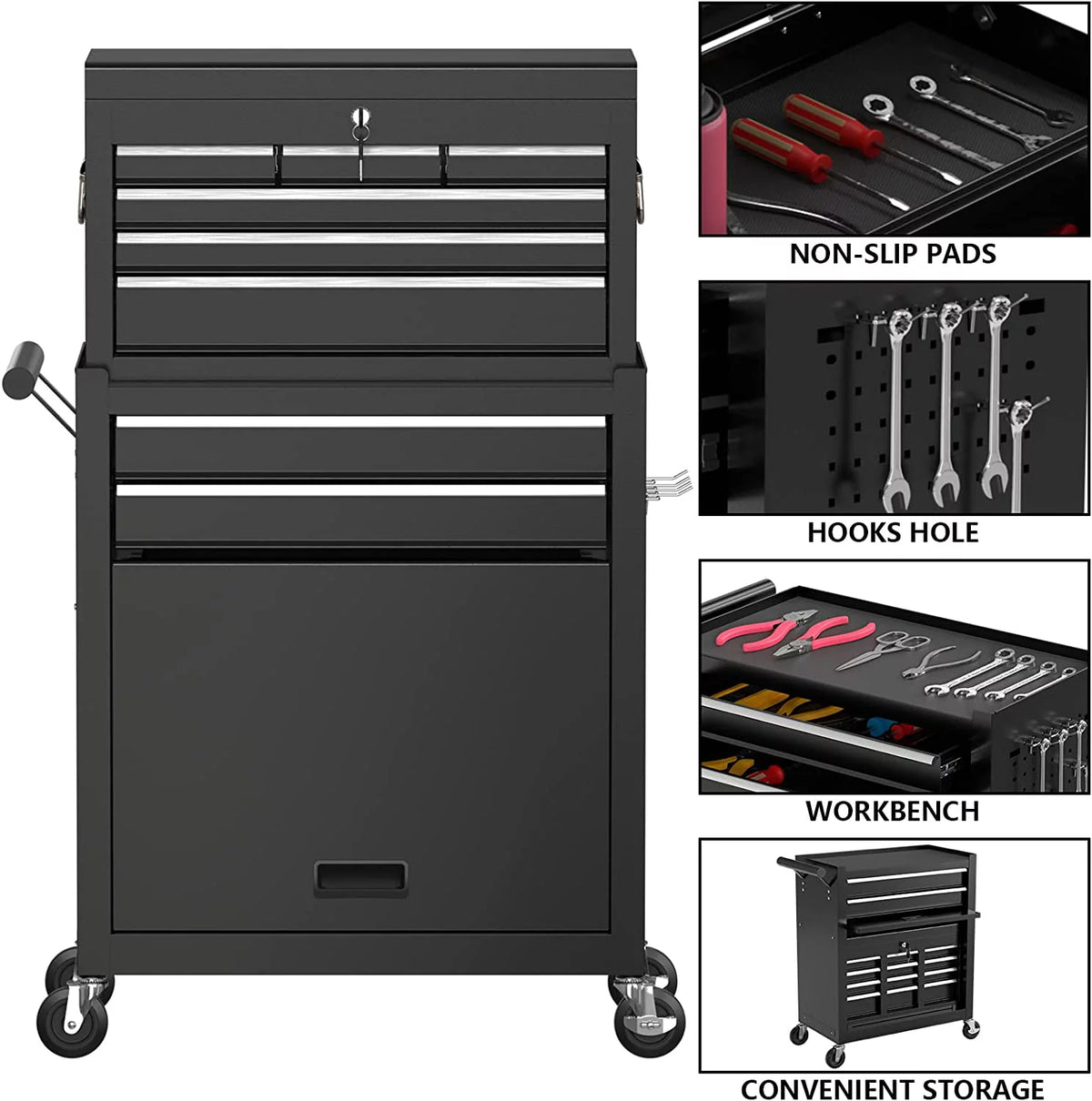 8 Drawer Rolling Tool Chest with Lockable Drawers C2048