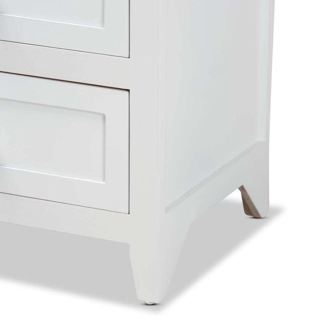 White 2-Drawer Wood Nightstand N912