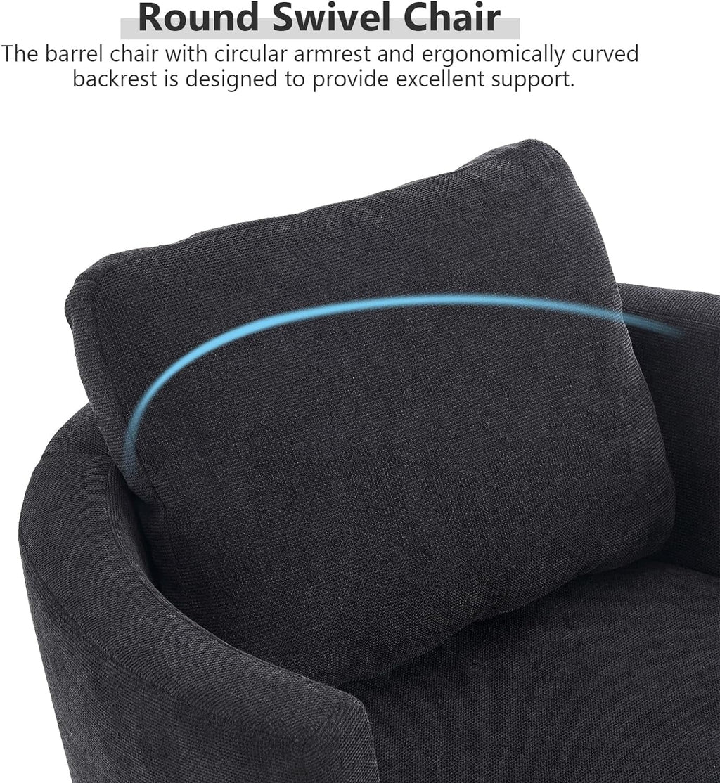 Black Upholstered Swivel Accent Chair Y1261