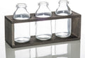 Milk Bottle Vases With Wooden Stand Set Of 6 L4264