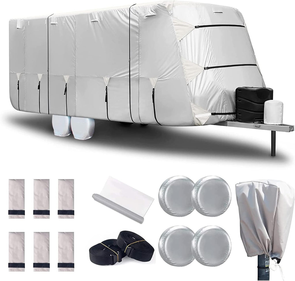 27-30' Windproof Anti-UV Camper Cover with Jack Cover and 4 Tire Covers X296315