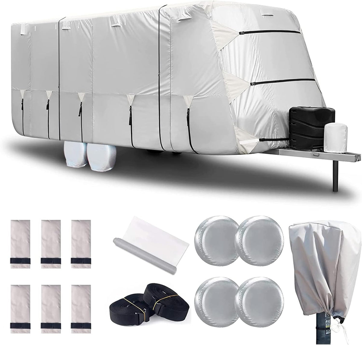27-30' Windproof Anti-UV Camper Cover with Jack Cover and 4 Tire Covers X296315