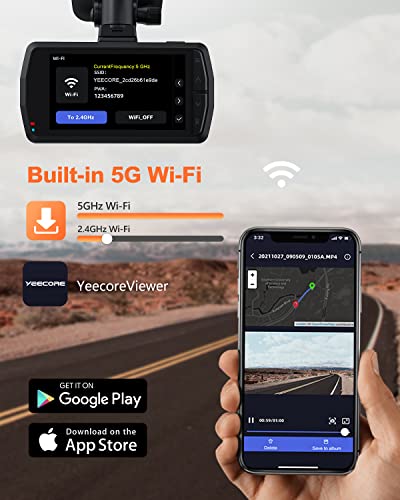 Dual Dash Cam 5G WiFi GPS, 4K+HDR 1080P Front and Rear, 3.3" Screen, Night Vision, Parking Mode, G-Sensor, Support 512GB Max F385984