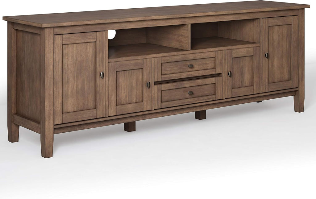 72 inch Wide Rustic Natural Aged Brown Solid Wood TV Media Stand F2553