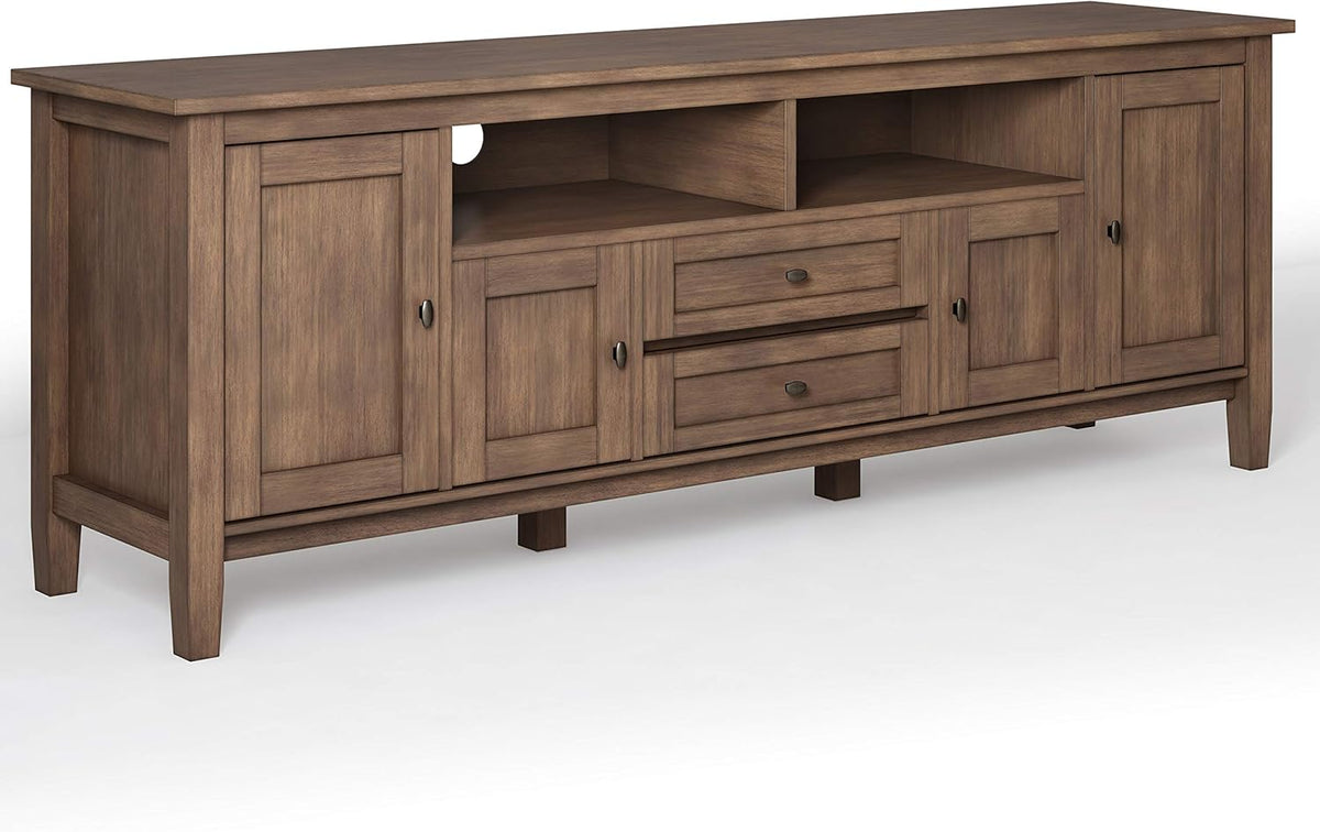 72 inch Wide Rustic Natural Aged Brown Solid Wood TV Media Stand F2553