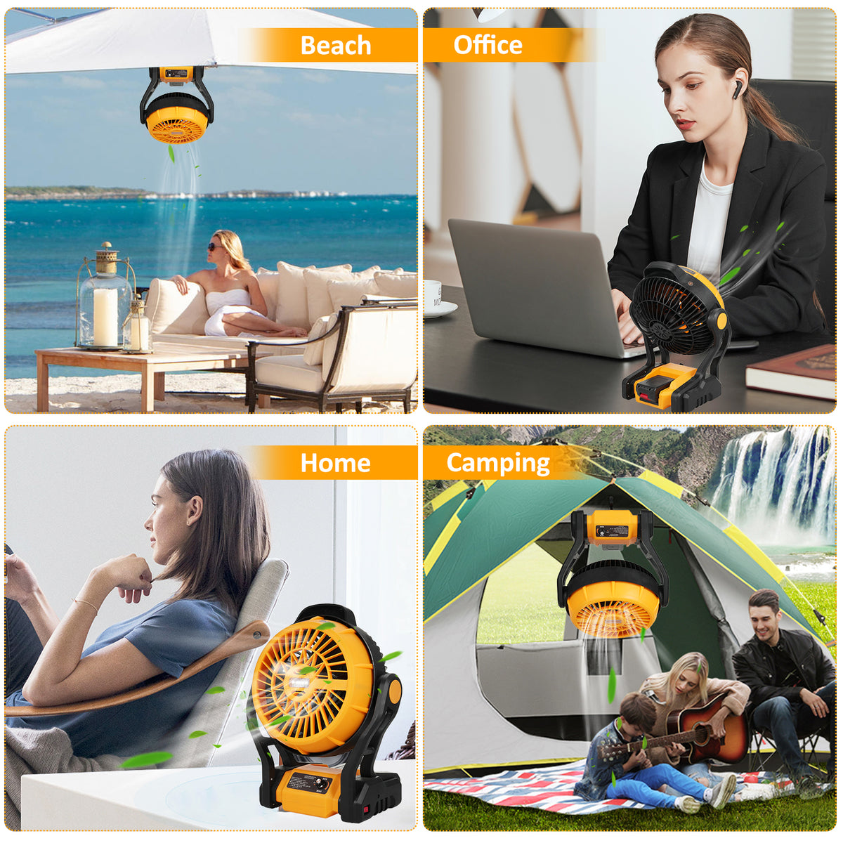 Rechargeable Portable 8 Inch Camping Fan with LED Lantern X97754