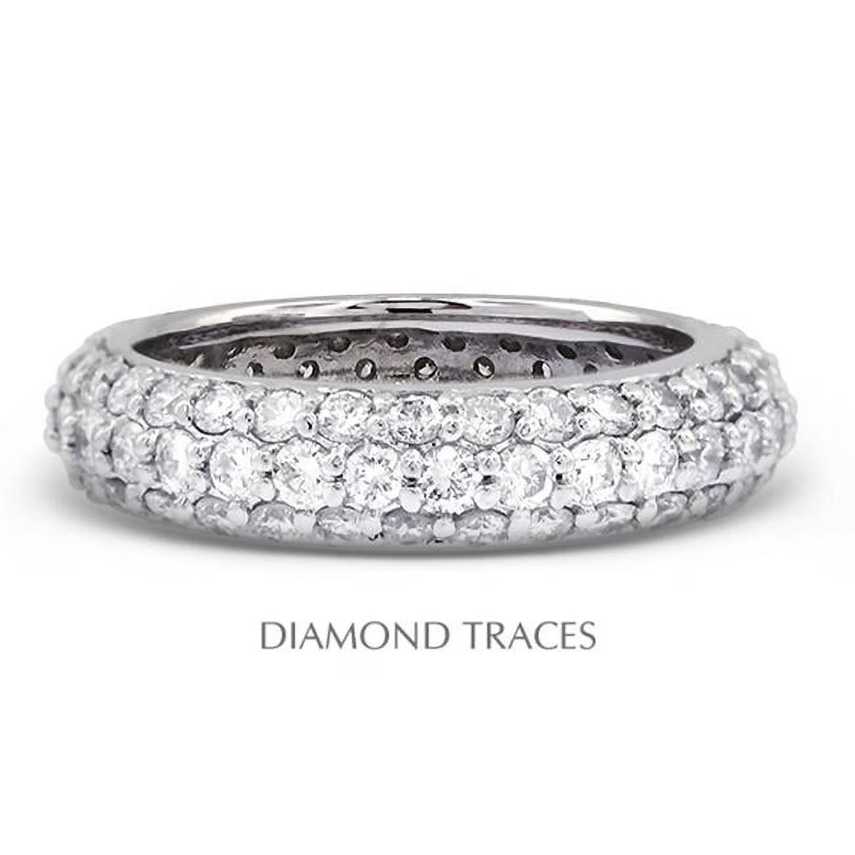 14K White Gold Three Row Diamond Eternity Ring P205