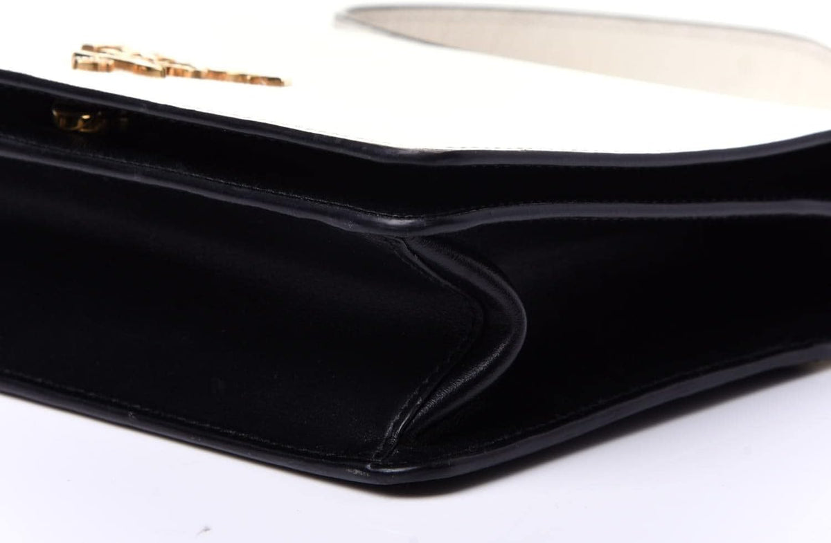 White Black Saffiano Leather Chain Crossbody Bag M98251