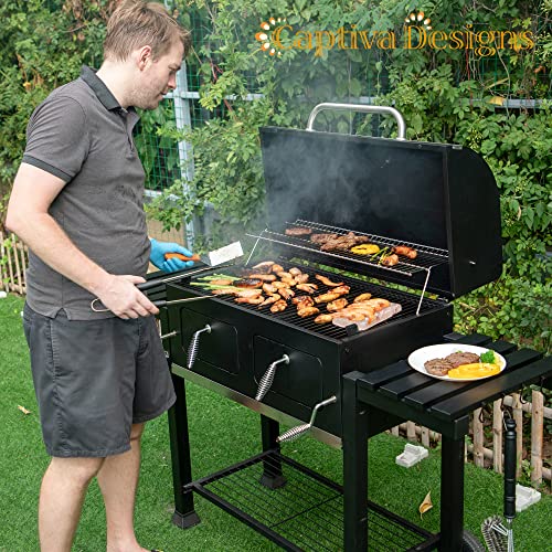 Extra Large Charcoal BBQ Grill with 2 Foldable Side Tables E8110
