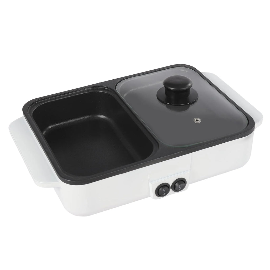 White 2 in 1 Electric Hot Pot and Grill O871