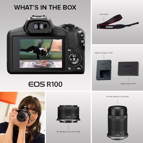 Black Mirrorless Camera with RF-S18-45mm Lens Kit, 24.1 Megapixel, 4K Video C374434