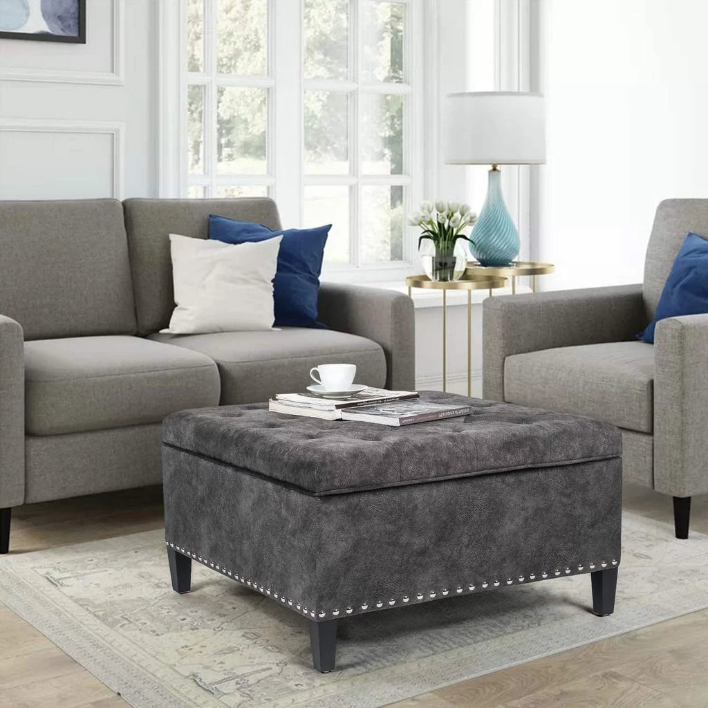 Square Tufted Storage Ottoman Bench M785