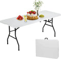 6ft Folding Plastic Table with Carrying Handle Y443602