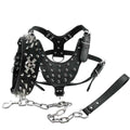 Black Leather Spiked Dog Collar & Leash & Harness 3 Pcs Set B654