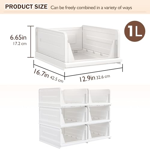 5 Pack White Stackable Plastic Storage Bins D556
