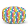 White/Blue/Yellow Round Pouf Ottoman I503110