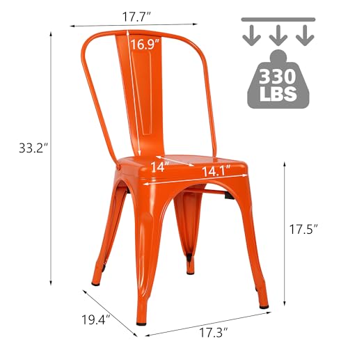 Orange Metal Stackable Side Chairs Set of 4 L61089
