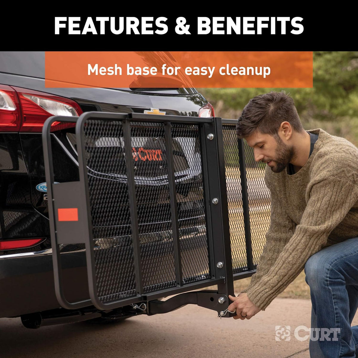 60 x 24-Inch Black Steel Basket Hitch Cargo Carrier L74367