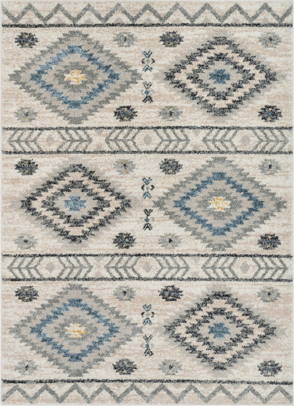 Blue Tribal Geometric Distressed Area Rug I5232