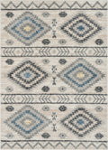 Blue Tribal Geometric Distressed Area Rug I5232