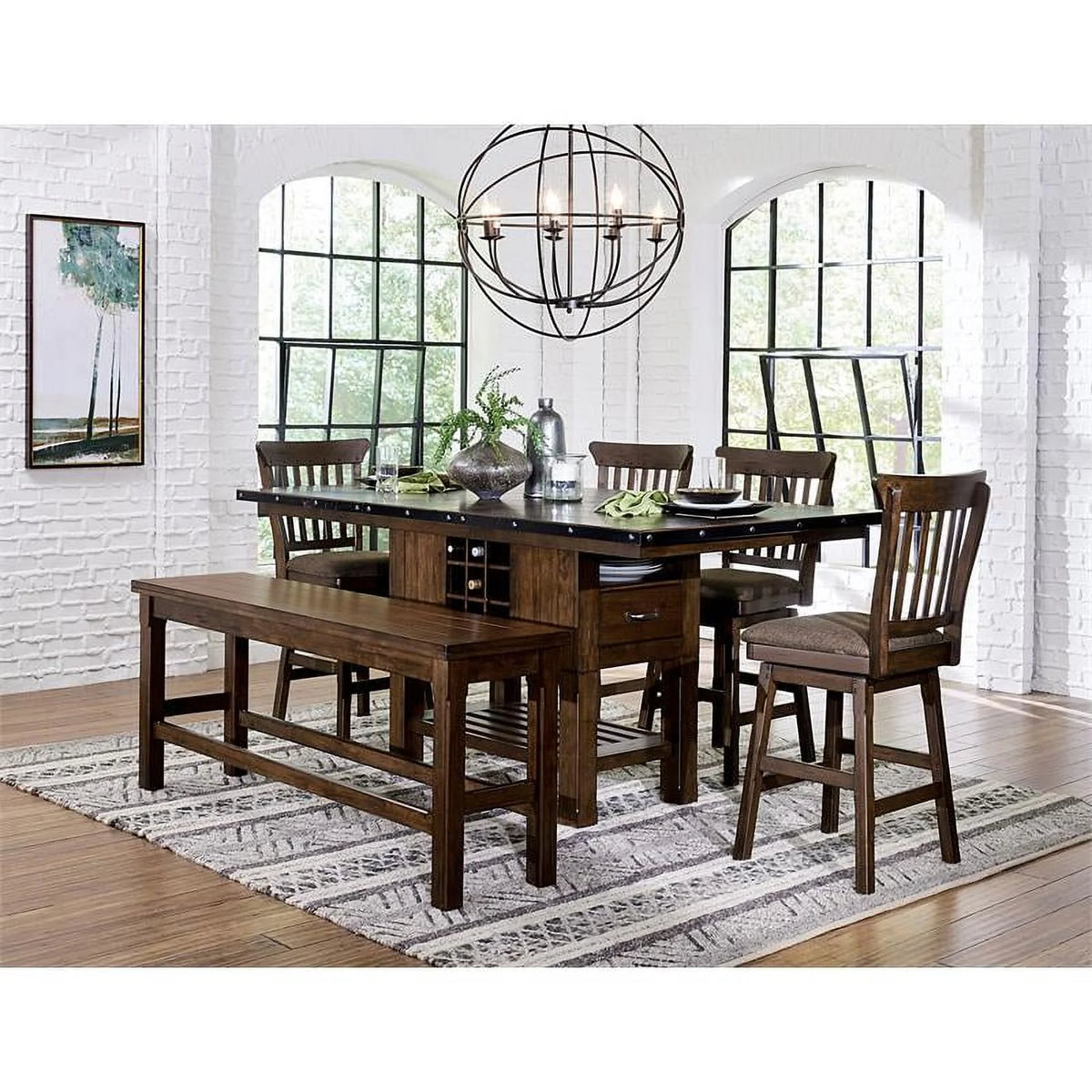 Wood Counter Height Dining Room Table in Dark Brown I839879