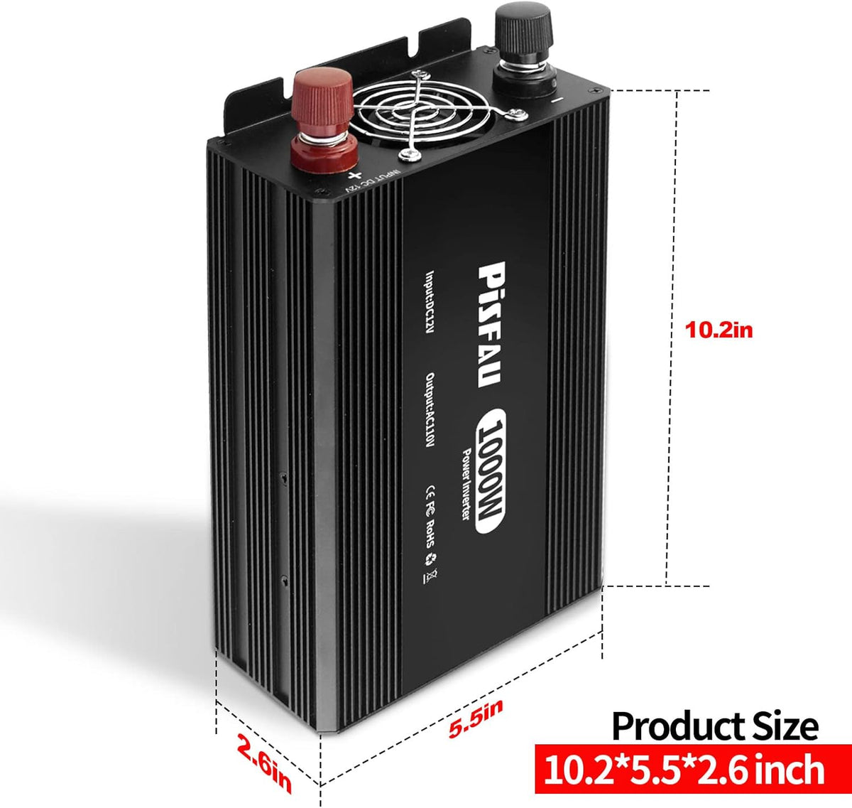 1000W Power Inverter 12V DC to 110V AC Converter with 3 AC Sockets S867233