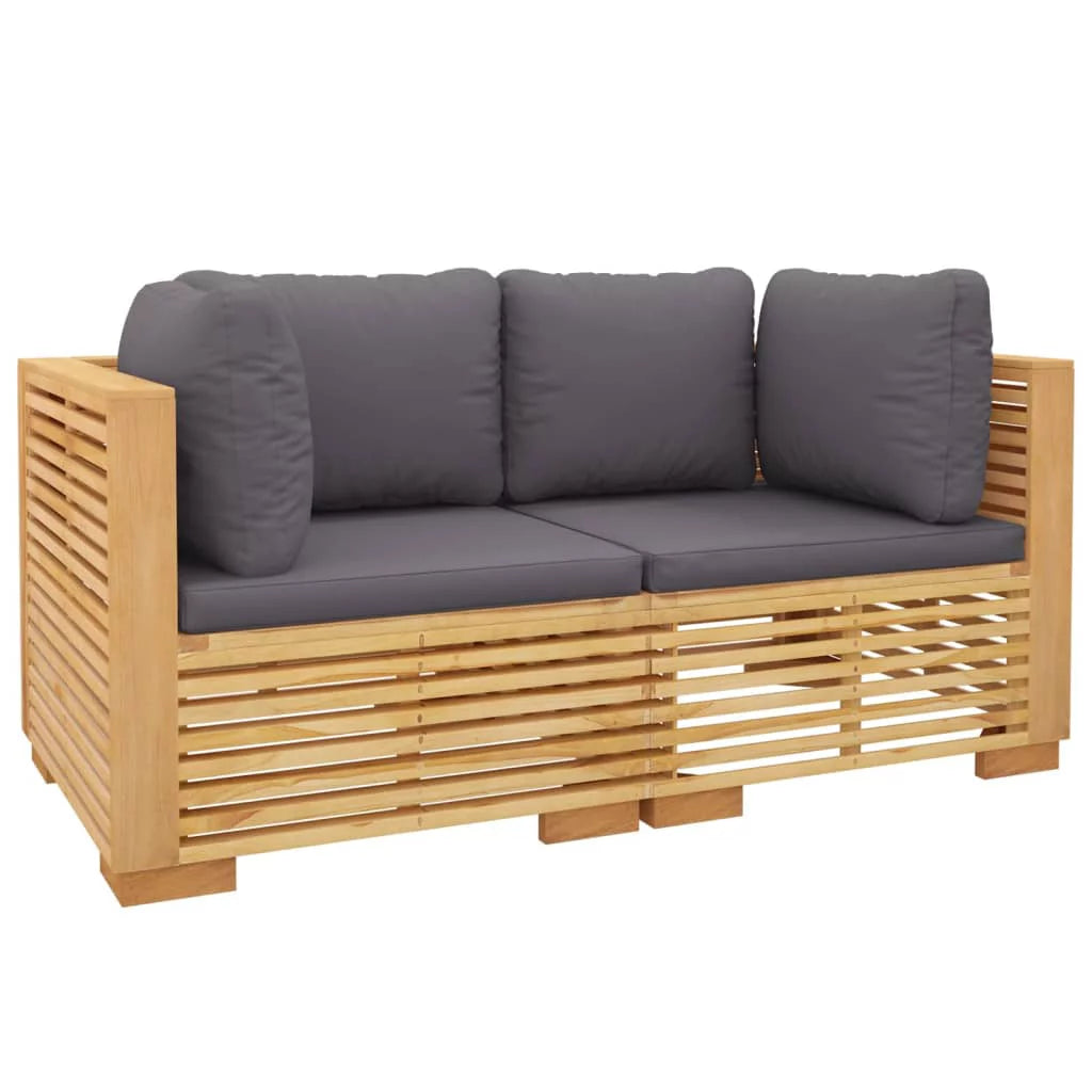 Solid Wood Teak Patio Corner Sofas with Cushions 2 pcs C674