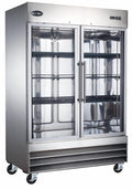47 cu ft Stainless Steel Glass Door Reach-In Refrigerator O9144