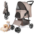 Navy Blue Four Wheels Pet Dog Stroller with Storage Basket Y60174