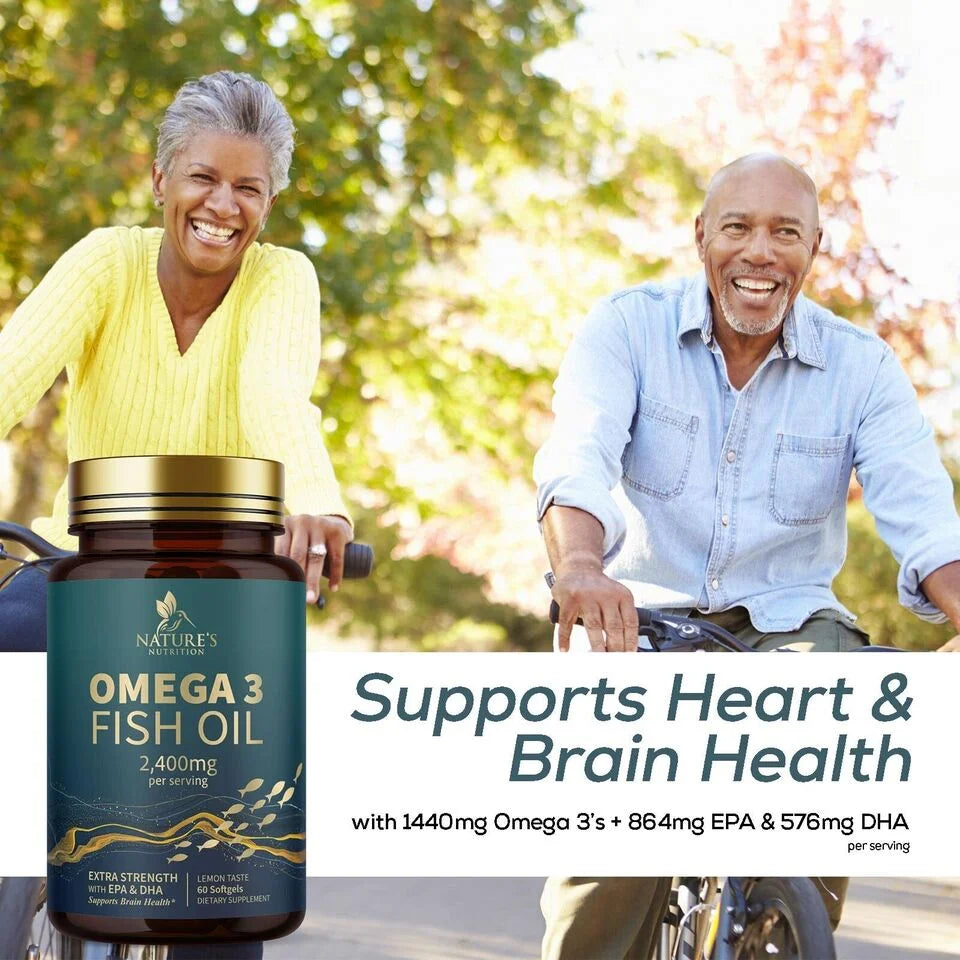 Omega 3 Fish Oil Capsules 2400mg EPA & DHA 60 Softgels Y168916