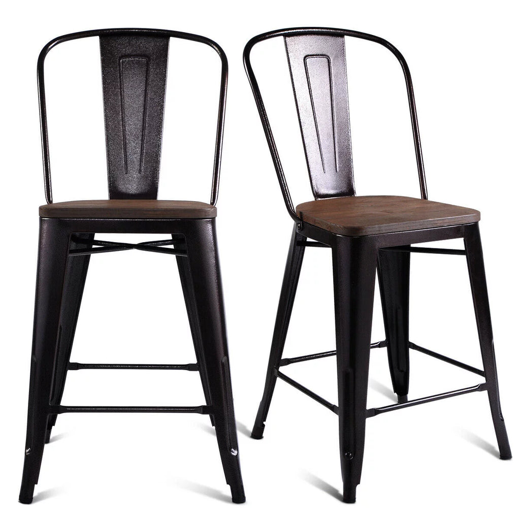 2 PC Metal Wood Counter Stool R898