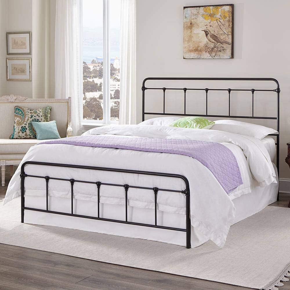 Queen Size Metal Bed Frame with Headboard and Footboard Q353077