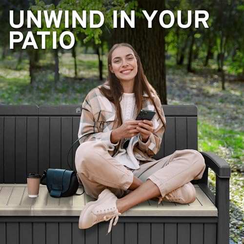 3 Seat 90 Gallon Weatherproof Resin Storage Bench T58089
