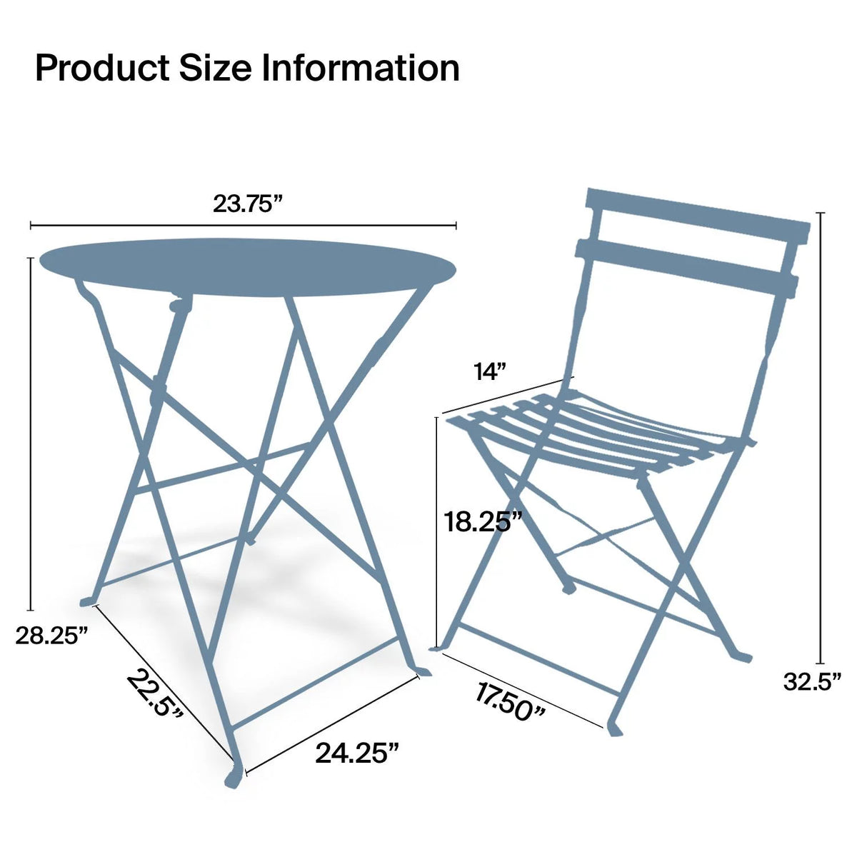 Blue 3 Piece Folding Furniture Set S513569