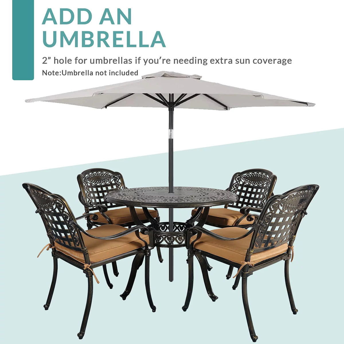 5 Piece All-Weather Cast Aluminum Patio Dining Set Z344522