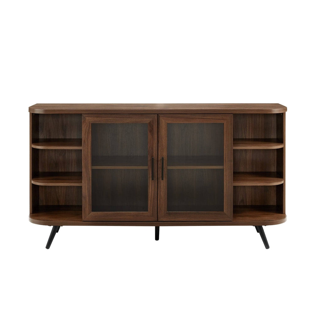 Dark Walnut Curved Edge Glass Door Sideboard J485