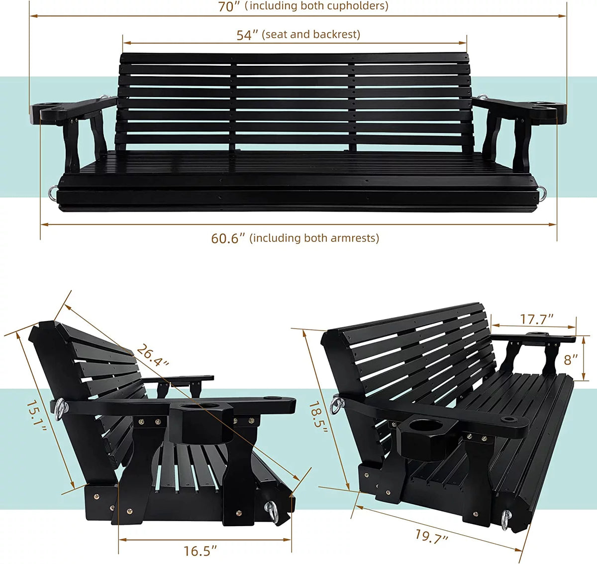 Wooden 3 Seater Porch Swing V502782