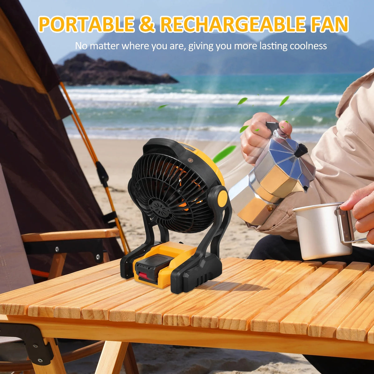 Rechargeable Portable 8 Inch Camping Fan with LED Lantern X97754