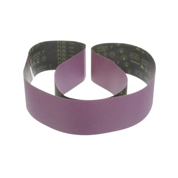 3M Cloth Belt 970DZ, P120 Y-weight, 6 in x 79-3/4 in, Film-lok, Single-Flex S557258